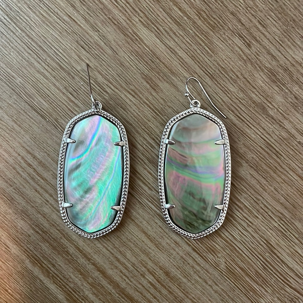 Kendra Scott Elle Silver Drop Earrings in Abalone Shell